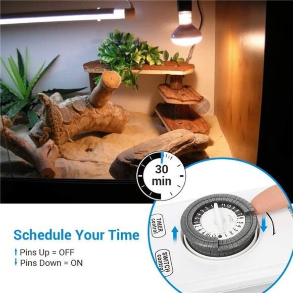 Mechanical Timer Power Strip with 8 Outlets, Flat Plug, 6ft Long Cord - Picture 4 of 6